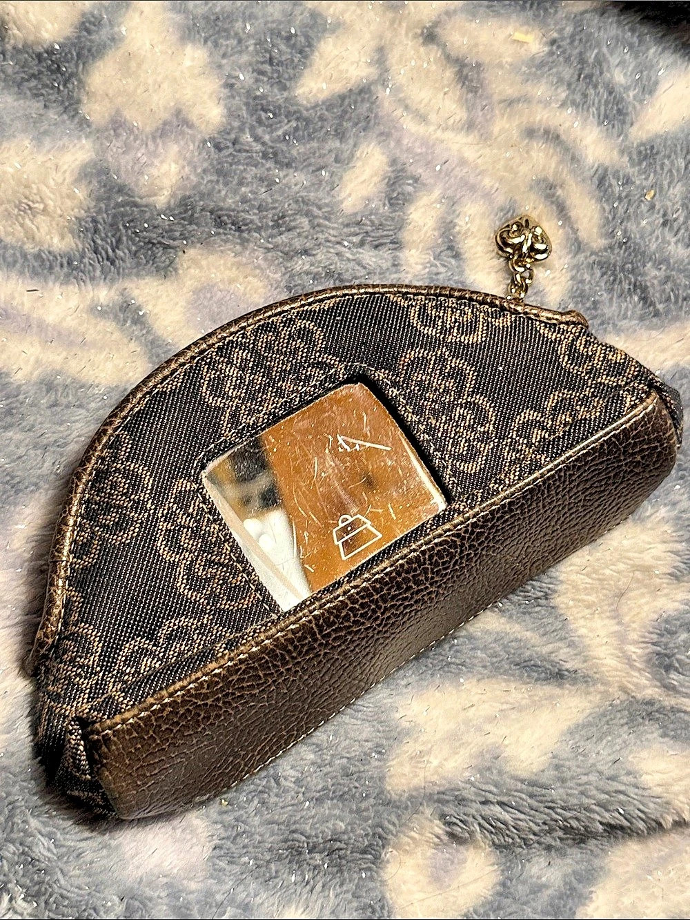 Monogram Floral Cosmetic Pouch in Brown